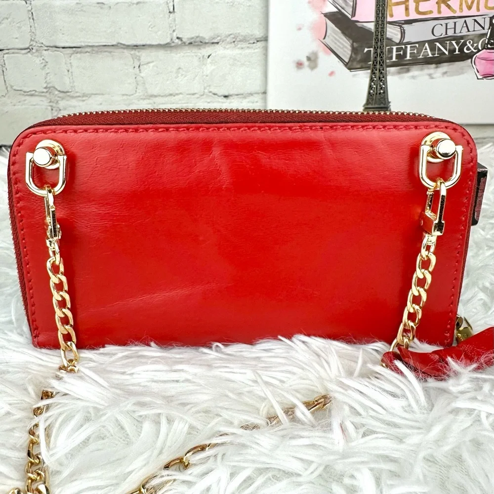 Chloe red leather custom paint crossbody wallet on chain - Picture 2 of 16
